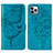 Coque Portefeuille Papillon Livre Cuir Etui Clapet L10 pour Apple iPhone 13 Pro Max Bleu