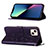 Coque Portefeuille Papillon Livre Cuir Etui Clapet L10 pour Apple iPhone 14 Plus Violet Petit