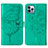 Coque Portefeuille Papillon Livre Cuir Etui Clapet L10 pour Apple iPhone 14 Pro Max Vert