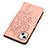 Coque Portefeuille Papillon Livre Cuir Etui Clapet L10 pour Apple iPhone 15 Or Rose Petit