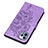 Coque Portefeuille Papillon Livre Cuir Etui Clapet L10 pour Apple iPhone 15 Pro Max Violet Clair Petit