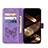 Coque Portefeuille Papillon Livre Cuir Etui Clapet L10 pour Apple iPhone 15 Pro Max Violet Clair Petit