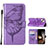 Coque Portefeuille Papillon Livre Cuir Etui Clapet L10 pour Apple iPhone 15 Violet Clair