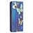 Coque Portefeuille Papillon Livre Cuir Etui Clapet pour Apple iPhone 13 Mini Bleu Petit