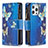 Coque Portefeuille Papillon Livre Cuir Etui Clapet pour Apple iPhone 13 Pro Max Bleu