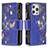 Coque Portefeuille Papillon Livre Cuir Etui Clapet pour Apple iPhone 13 Pro Max Bleu Royal