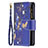 Coque Portefeuille Papillon Livre Cuir Etui Clapet pour Apple iPhone 13 Pro Max Bleu Royal Petit