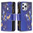 Coque Portefeuille Papillon Livre Cuir Etui Clapet pour Apple iPhone 14 Pro Bleu Royal