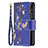 Coque Portefeuille Papillon Livre Cuir Etui Clapet pour Apple iPhone 14 Pro Bleu Royal Petit