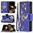 Coque Portefeuille Papillon Livre Cuir Etui Clapet pour Apple iPhone 14 Pro Bleu Royal Petit