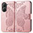 Coque Portefeuille Papillon Livre Cuir Etui Clapet pour Asus Zenfone 9 Or Rose