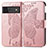 Coque Portefeuille Papillon Livre Cuir Etui Clapet pour Google Pixel 6 Pro 5G Or Rose