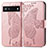 Coque Portefeuille Papillon Livre Cuir Etui Clapet pour Google Pixel 6a 5G Or Rose