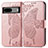 Coque Portefeuille Papillon Livre Cuir Etui Clapet pour Google Pixel 7a 5G Or Rose