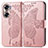 Coque Portefeuille Papillon Livre Cuir Etui Clapet pour Huawei Honor 60 5G Or Rose