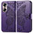 Coque Portefeuille Papillon Livre Cuir Etui Clapet pour Huawei Honor 60 5G Violet