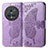 Coque Portefeuille Papillon Livre Cuir Etui Clapet pour Huawei Honor Magic5 Pro 5G Violet Clair