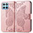 Coque Portefeuille Papillon Livre Cuir Etui Clapet pour Huawei Honor X6 5G Or Rose