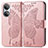 Coque Portefeuille Papillon Livre Cuir Etui Clapet pour Huawei Honor X7 Or Rose