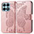 Coque Portefeuille Papillon Livre Cuir Etui Clapet pour Huawei Honor X8a 4G Or Rose