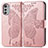 Coque Portefeuille Papillon Livre Cuir Etui Clapet pour Motorola Moto E32 Rose