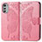 Coque Portefeuille Papillon Livre Cuir Etui Clapet pour Motorola Moto E32 Rose Rouge