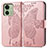 Coque Portefeuille Papillon Livre Cuir Etui Clapet pour Motorola Moto Edge (2023) 5G Or Rose