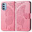 Coque Portefeuille Papillon Livre Cuir Etui Clapet pour Motorola Moto G51 5G Rose Rouge