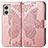 Coque Portefeuille Papillon Livre Cuir Etui Clapet pour Motorola Moto G53 5G Or Rose