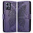 Coque Portefeuille Papillon Livre Cuir Etui Clapet pour Motorola Moto G54 5G Violet