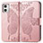 Coque Portefeuille Papillon Livre Cuir Etui Clapet pour Motorola Moto G73 5G Or Rose