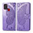 Coque Portefeuille Papillon Livre Cuir Etui Clapet pour Samsung Galaxy A21s Violet Clair