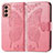 Coque Portefeuille Papillon Livre Cuir Etui Clapet pour Samsung Galaxy F13 4G Rose Rouge