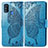 Coque Portefeuille Papillon Livre Cuir Etui Clapet pour Samsung Galaxy M21 Bleu