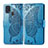 Coque Portefeuille Papillon Livre Cuir Etui Clapet pour Samsung Galaxy M21s Bleu