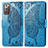 Coque Portefeuille Papillon Livre Cuir Etui Clapet pour Samsung Galaxy Note 20 5G Bleu