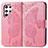 Coque Portefeuille Papillon Livre Cuir Etui Clapet pour Samsung Galaxy S22 Ultra 5G Rose Rouge