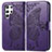 Coque Portefeuille Papillon Livre Cuir Etui Clapet pour Samsung Galaxy S22 Ultra 5G Violet