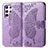 Coque Portefeuille Papillon Livre Cuir Etui Clapet pour Samsung Galaxy S22 Ultra 5G Violet Clair