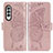 Coque Portefeuille Papillon Livre Cuir Etui Clapet pour Samsung Galaxy Z Fold3 5G Rose