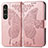 Coque Portefeuille Papillon Livre Cuir Etui Clapet pour Sony Xperia 1 V Or Rose