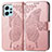 Coque Portefeuille Papillon Livre Cuir Etui Clapet pour Xiaomi Redmi Note 12 4G Or Rose