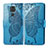 Coque Portefeuille Papillon Livre Cuir Etui Clapet pour Xiaomi Redmi Note 9 Bleu