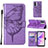 Coque Portefeuille Papillon Livre Cuir Etui Clapet Y01B pour OnePlus Nord N300 5G Violet Clair