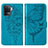 Coque Portefeuille Papillon Livre Cuir Etui Clapet Y01B pour Oppo F19 Pro Bleu