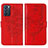 Coque Portefeuille Papillon Livre Cuir Etui Clapet Y01B pour Oppo Reno6 5G Rouge