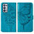 Coque Portefeuille Papillon Livre Cuir Etui Clapet Y01B pour Oppo Reno6 Pro 5G Bleu