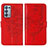 Coque Portefeuille Papillon Livre Cuir Etui Clapet Y01B pour Oppo Reno6 Pro 5G Rouge