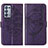 Coque Portefeuille Papillon Livre Cuir Etui Clapet Y01B pour Oppo Reno6 Pro 5G Violet