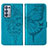 Coque Portefeuille Papillon Livre Cuir Etui Clapet Y01B pour Oppo Reno6 Pro+ Plus 5G Bleu